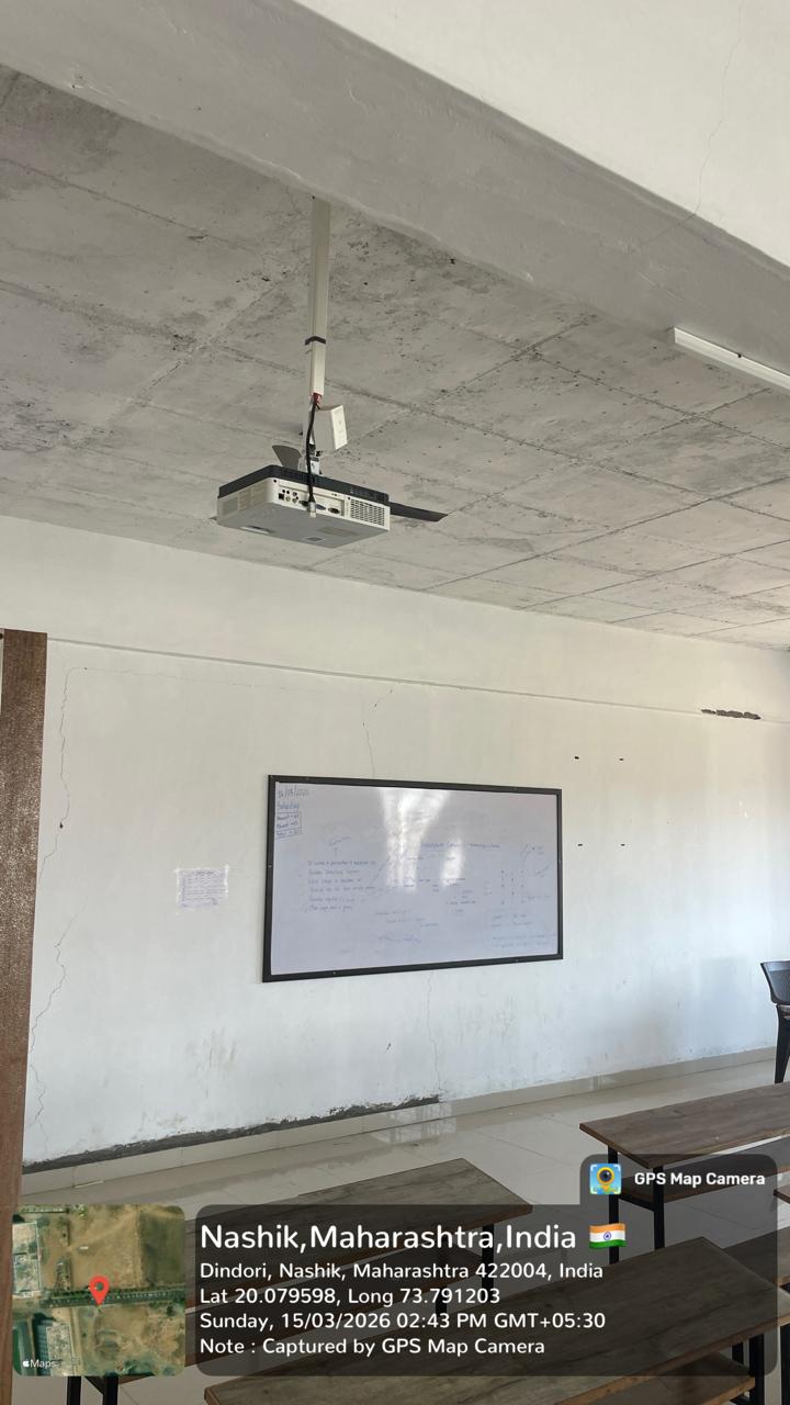 Classroom wide view with benches emptied
